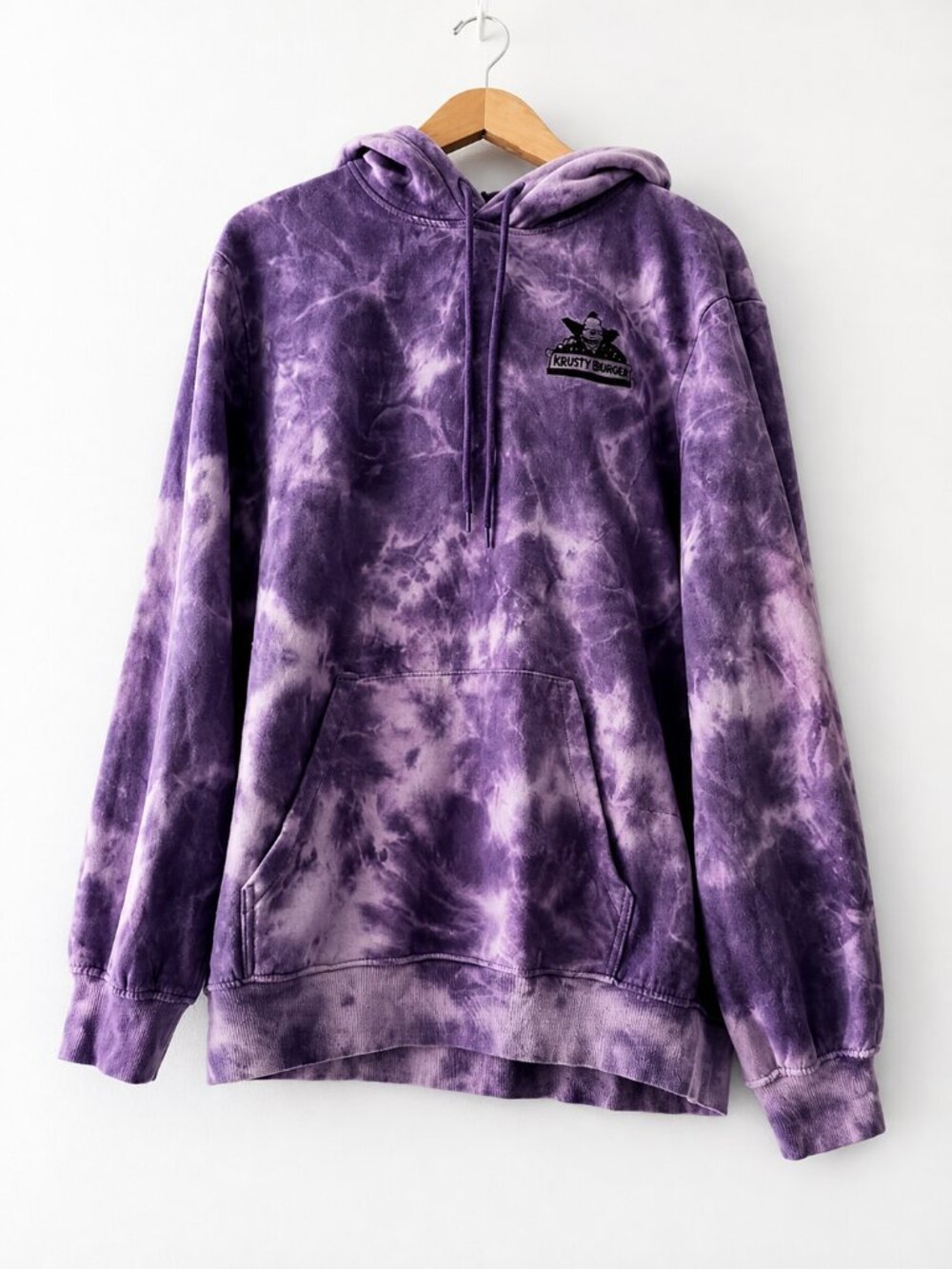 H&M Simpsons Purple Tie Dye Krusty Burger Graphic Hoodie Streetwear M - Picture 9 of 9